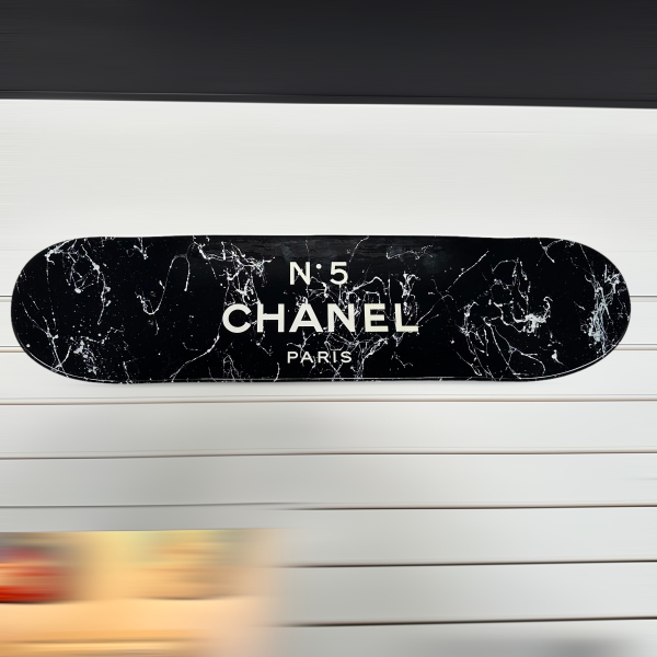 Chanel Marbled black and white skateboard – Image 4