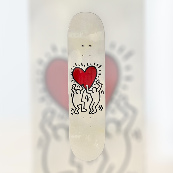 "Keith Haring style - Red heart" skateboard - Guillaume & Anthony