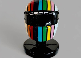 Porsche 75th anniversary tribute baby helmet sculpture for luxury car decor