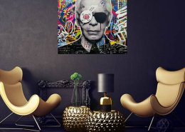 Contemporary Pop Art painting of Karl Lagerfeld by Aiiroh - Mixed media and resin - Art de Vivre Gallery