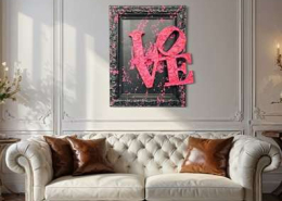 Aiiroh Love out of the box - 3D Pop Art heart sculpture emerging from a luxury box - Mixed media by French artist Aiiroh - Art de Vivre Gallery