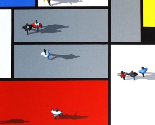 Alicja Ressa Mondrian City painting - Sculptural geometric abstraction in relief - Unique 1/1 contemporary art - Art de Vivre Gallery