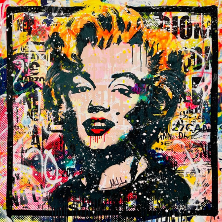Mikko Marilyn Monroe original painting - XL powerful colors mixed media on cotton canvas - Urban pop art style - Art de Vivre Gallery