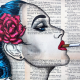 Mixed media artwork by Margot Laffon depicting a Spanish torera on vintage book pages.