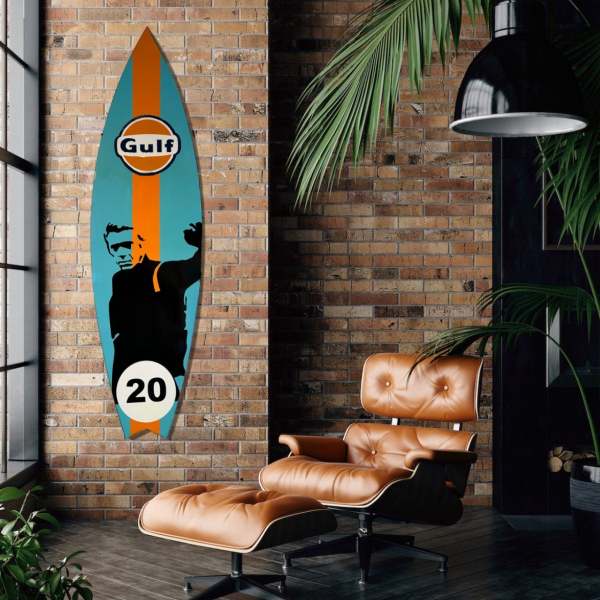 Gulf - decorative surfboard - Steve Mc Queen